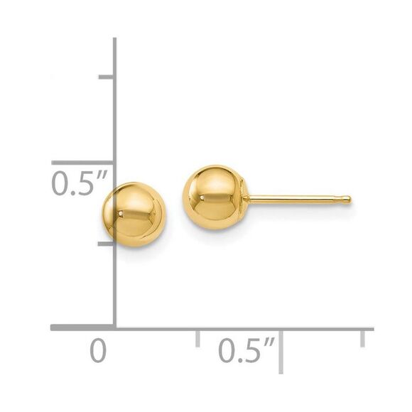 5mm (3/16 Inch) 14k Yellow Gold Polished Ball Friction Back Studs - Picture 4 of 5